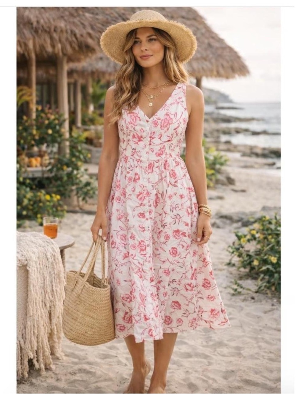 Cynthia Rowley Floral Print Midi Dress
